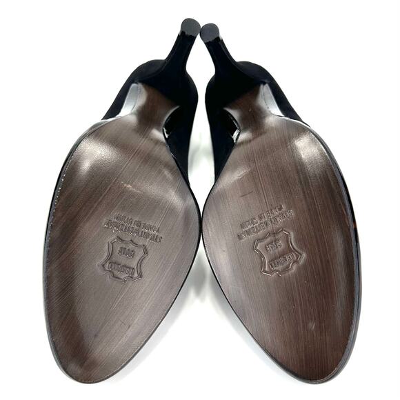 Stuart Weitzman Black Stiletto Heel Pump Sz 7 Suede Almond Toe Mini Platform New - Picture 8 of 14